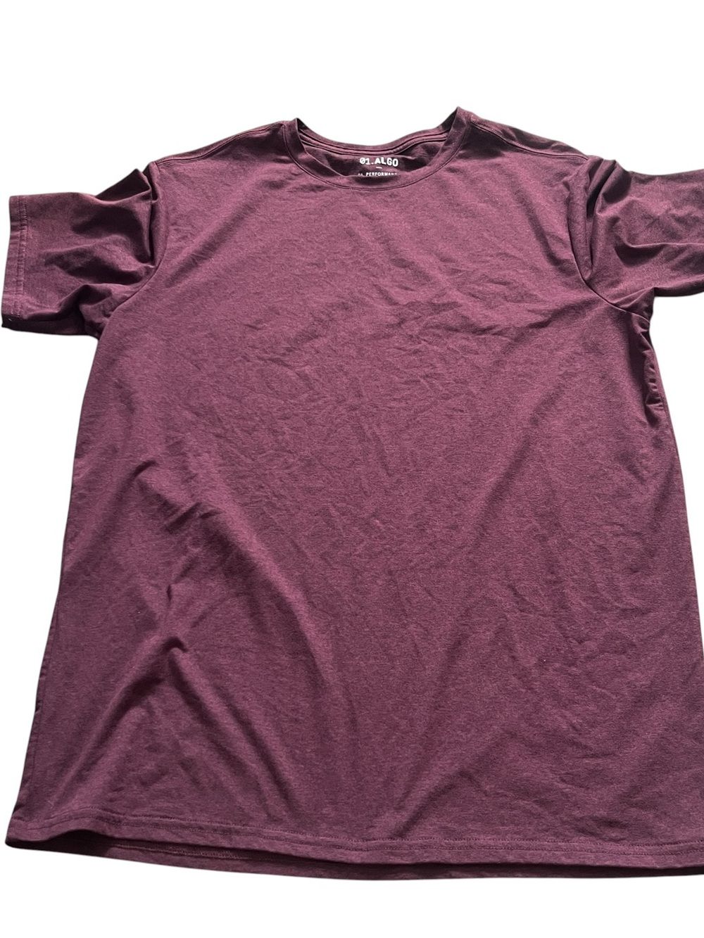 01.Algo Mens Crew Neck Maroon T-Shirt Breathable Size Medium Quick Dry